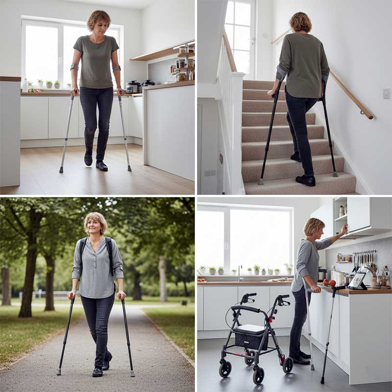 Person testing medical equipment and mobility aids