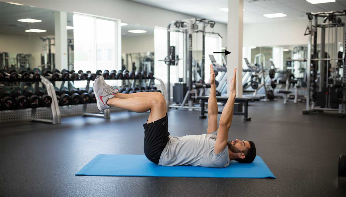 Person lying on back doing dead bug arms only exercise