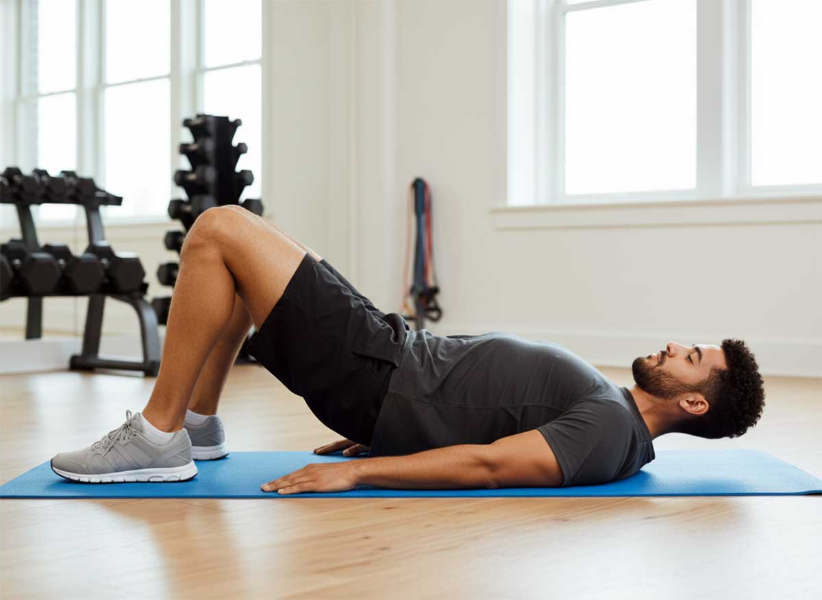 Person doing glute squeeze exercise