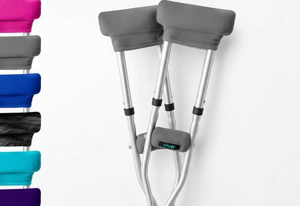 Vive memory foam underarm crutch pads with plush gray cover