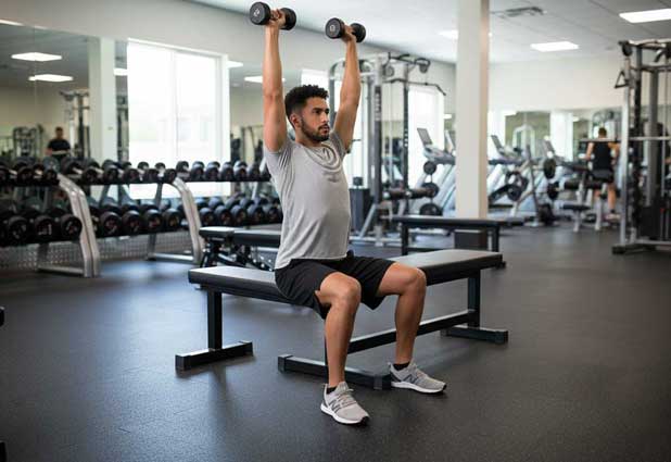 Overhead triceps extension performed while seated